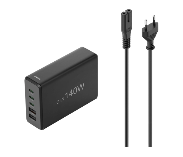 Hama Stacja ładująca 140W 3x USB-C 2X USB-A CZARNA - 1331321 - zdjęcie 3